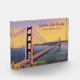 Bloque Para Fotos Pintado de época del puente Golden Gate de San Fra