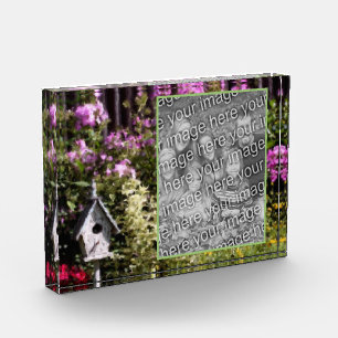 Bloque Para Fotos Pintado de pájaro de jardín de flores añada tu