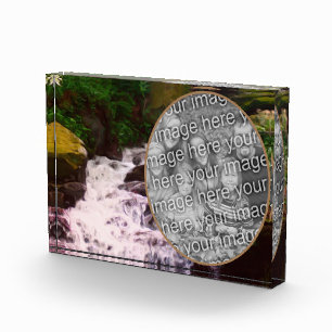 Bloque Para Fotos Pintura de cascada de bosques pequeños añada tu
