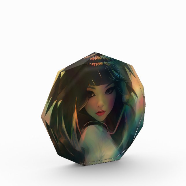 Bloque Para Fotos Pintura de un Chica animado rodeado de arcoiris (Izquierda)