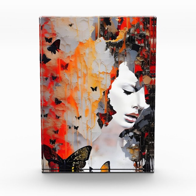 Bloque Para Fotos Pintura desordenada de mujeres y mariposas (Anverso)