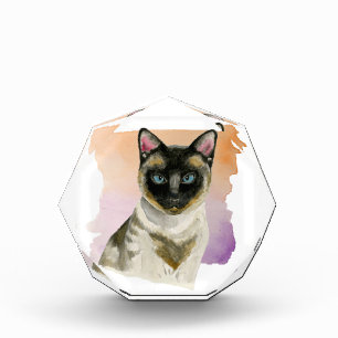 Bloque Para Fotos Pintura elegante de la acuarela del gato siamés