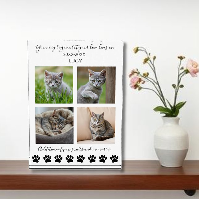Bloque Para Fotos Pinturas y Recuerdos-Personalizado-Mascota-gato (Paw prints & Memories-Custom Pet-Cat Photo Block vertical)