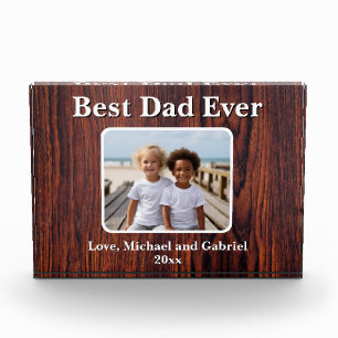 Bloque Para Fotos Plantilla de fotografía de madera de Best Dad Dark