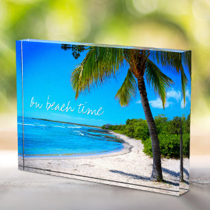 Bloque Para Fotos Playa Tropical De Palmeras Hawaii En Tiempo De Pla