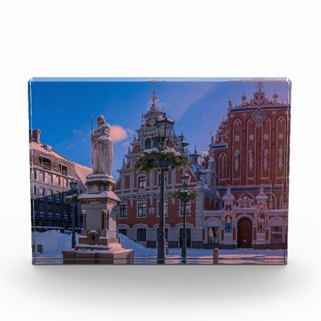 Bloque Para Fotos Plaza del ayuntamiento de Riga en invierno (Anverso)