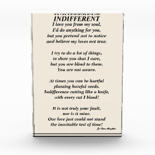 Bloque Para Fotos Poema INDIFERENTEImprimir, papel Poster de valor (