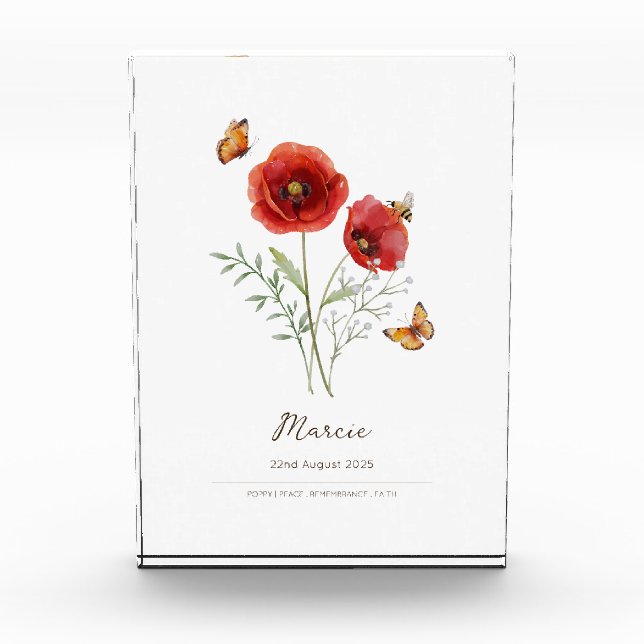 Bloque Para Fotos Poppy Birth Month Flower (Anverso)