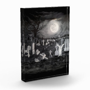 Bloque Para Fotos Por la noche en el cementerio - Ángel con el diabl