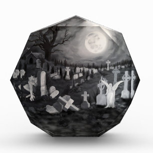 Bloque Para Fotos Por la noche en el cementerio - Ángel con el diabl