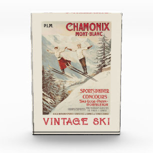 Bloque Para Fotos Poster de esquí francés Chamonix Mont Blanc Vintag