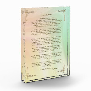 Bloque Para Fotos Póster del Poema Desiderata de Max Ehrmann