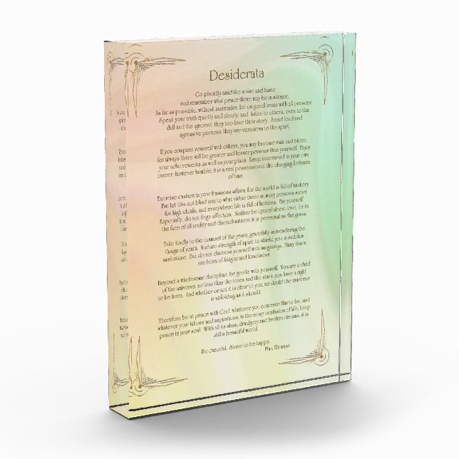 Bloque Para Fotos Póster del Poema Desiderata de Max Ehrmann (Izquierda)