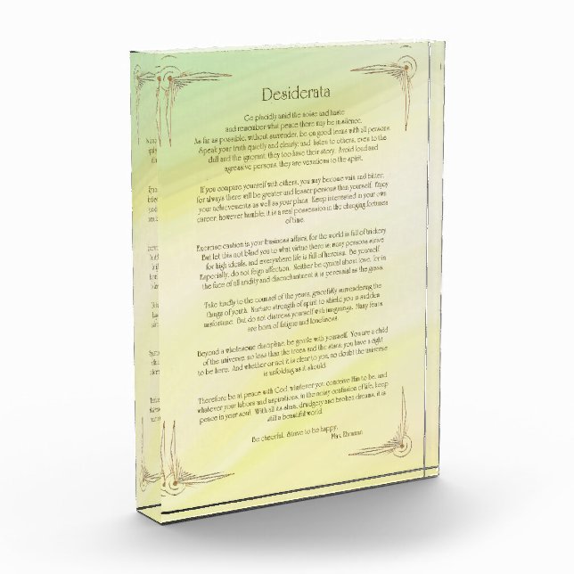 Bloque Para Fotos Póster del poema Desiderata de Max Ehrmann (Izquierda)