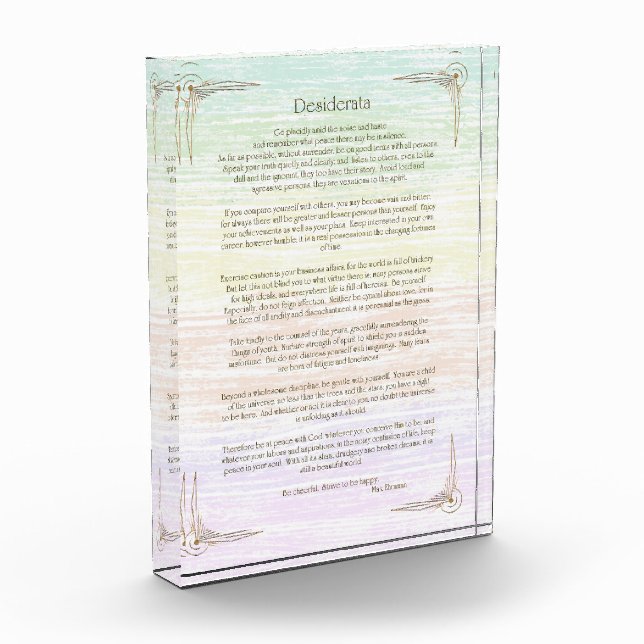 Bloque Para Fotos Póster del poema Desiderata de Max Ehrmann (Izquierda)