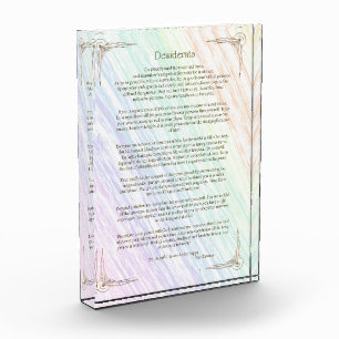 Bloque Para Fotos Póster del poema Desiderata de Max Ehrmann