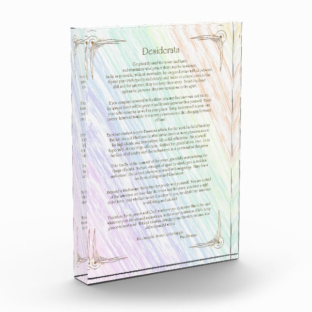 Bloque Para Fotos Póster del poema Desiderata de Max Ehrmann (Izquierda)