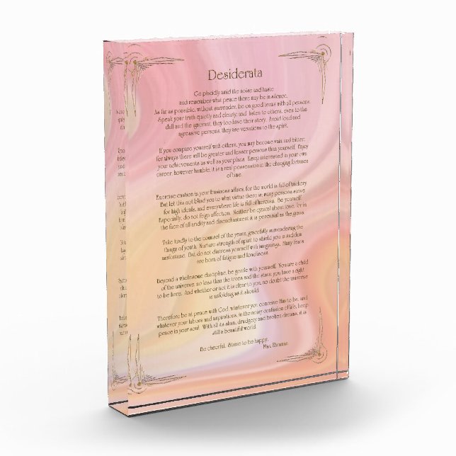Bloque Para Fotos Póster del poema Desiderata de Max Ehrmann (Izquierda)