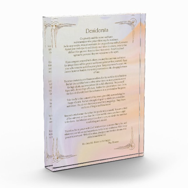 Bloque Para Fotos Póster del poema Desiderata de Max Ehrmann (Izquierda)