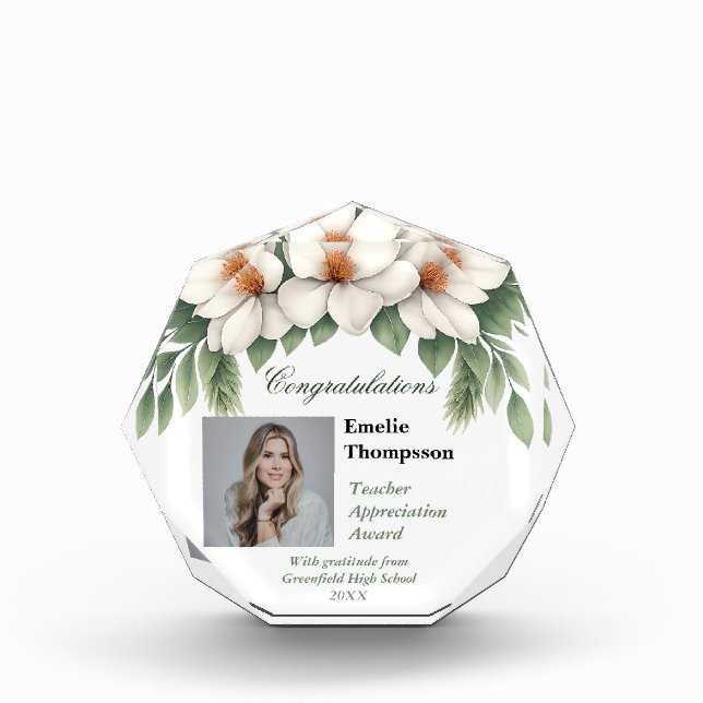 Bloque Para Fotos Premio Magnolia de Apreciación al Profesor Keepsak (Anverso)