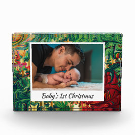 Bloque Para Fotos PRIMERA NAVIDAD | Baby Keepsake | Resumen VERDE