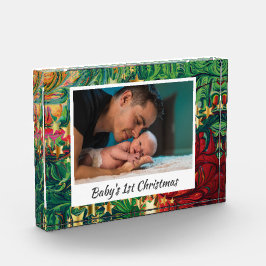 Bloque Para Fotos PRIMERA NAVIDAD | Baby Keepsake | Resumen VERDE