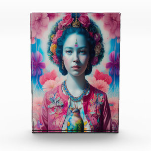 Bloque Para Fotos Princesa de flor azul con chaqueta rosa