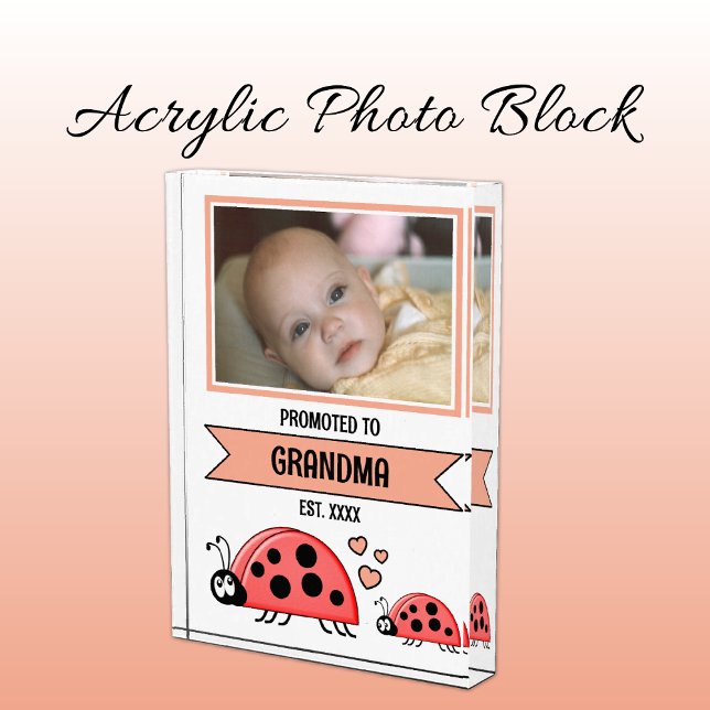 Bloque Para Fotos Promoted to grandma ladybugs peach (Subido por el creador)