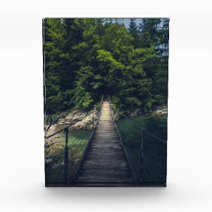 Bloque Para Fotos Puente colgante simple río Idrijca, Eslovenia