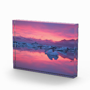 Bloque Para Fotos Puesta de sol sobre la laguna glaciar de Jokulsarl