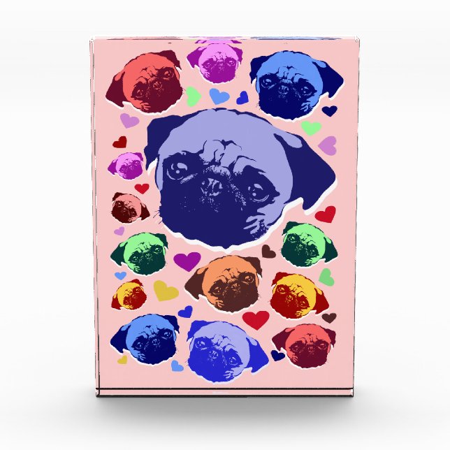 Bloque Para Fotos Pug Puppy Dog PopArt Retro Style (Anverso)
