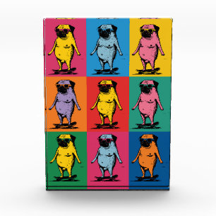 Bloque Para Fotos Pugs Divertidos en Monopatines Cuadrícula de Arte 