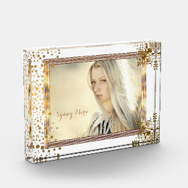 Bloque Para Fotos Puntos decorativos de confetti blancos y dorados -