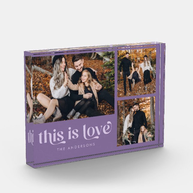 Bloque Para Fotos Púrpura retro este es el Collage del amor (Izquierda)