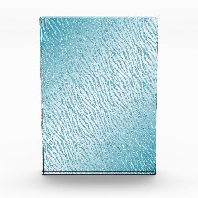 Bloque Para Fotos Purpurina azul de impresión animal Glam (Anverso)