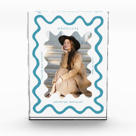 Bloque Para Fotos Quirky Blue Wavy Line Graduate Keepsake