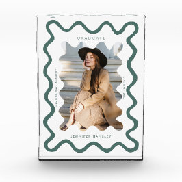 Bloque Para Fotos Quirky Green Wavy Line Graduate Keepsake