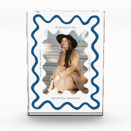 Bloque Para Fotos Quirky Navy Blue Wavy Line Graduate Keepsake