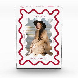 Bloque Para Fotos Quirky Red Wavy Line Graduate Keepsake