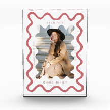 Quirky Rubor Pink Wavy Line Graduate Keepsake