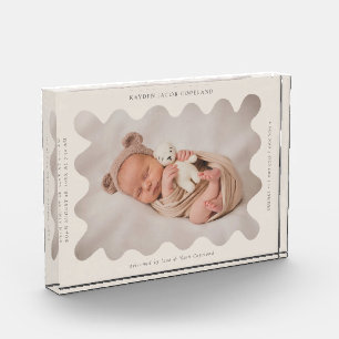 Bloque Para Fotos Quirky Wavy Beige Frame Newborn Keepsake