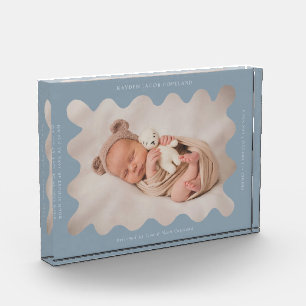 Bloque Para Fotos Quirky Wavy Blue Frame Newborn Keepsake