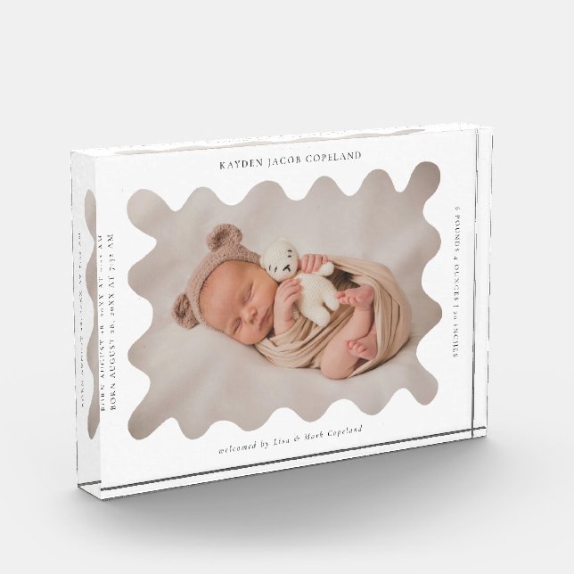 Bloque Para Fotos Quirky Wavy Frame Newborn Keepsake (Izquierda)