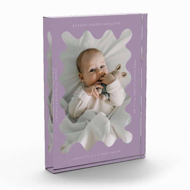 Bloque Para Fotos Quirky Wavy Frame Newborn Keepsake Purple (Izquierda)