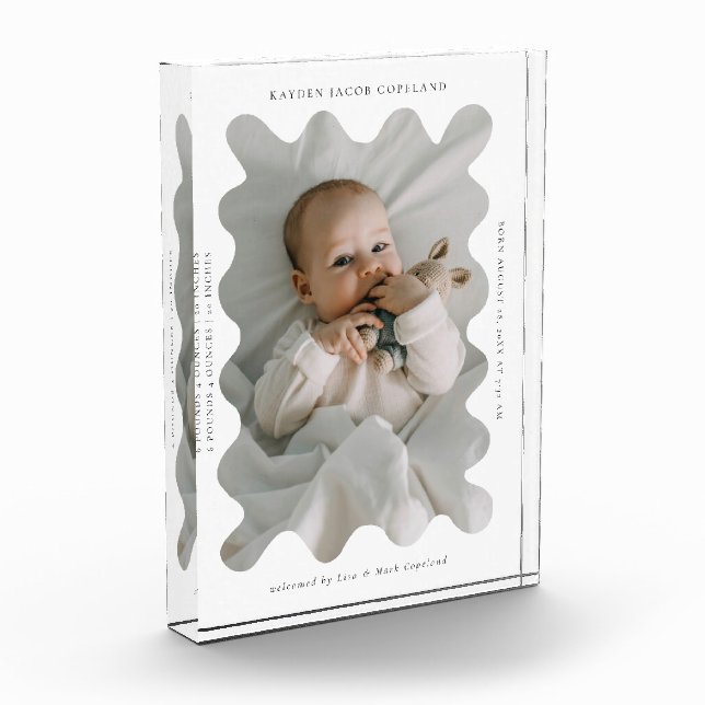 Bloque Para Fotos Quirky Wavy Frame Newborn Keepsake White (Izquierda)