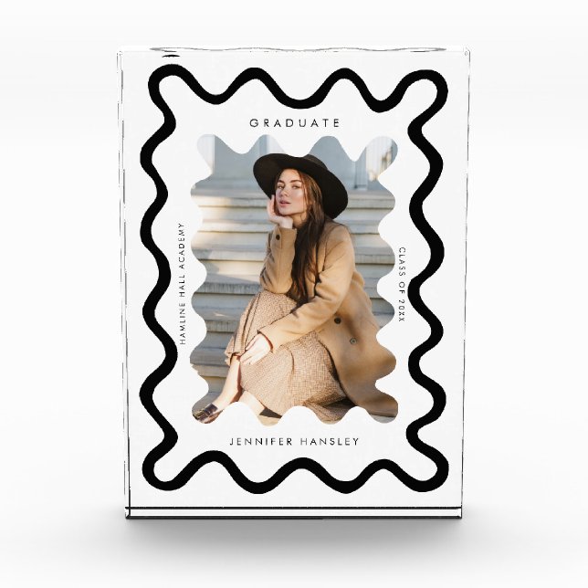 Bloque Para Fotos Quirky Wavy Line Graduate Keepsake (Anverso)