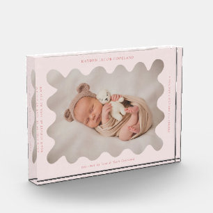 Bloque Para Fotos Quirky Wavy Marco rosa nuevo Keepsake recién nacid