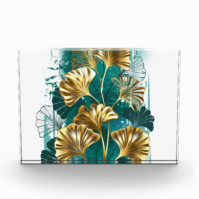 Bloque Para Fotos Rama con hojas doradas Ginko Biloba (Anverso)