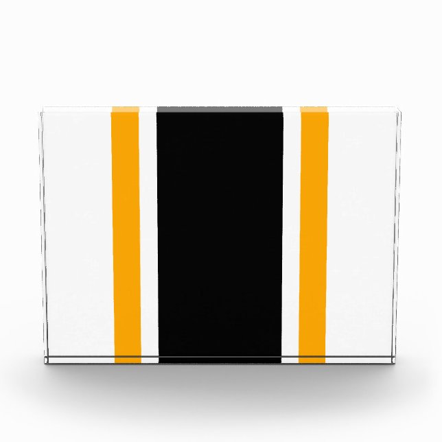 Bloque Para Fotos Rayas atléticas de Carreras Negra Amarilla Blanca  (Anverso)