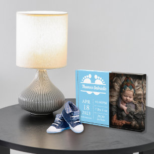 Bloque Para Fotos Recién nacido Niño Nacimiento Azul Estadísticas Ke